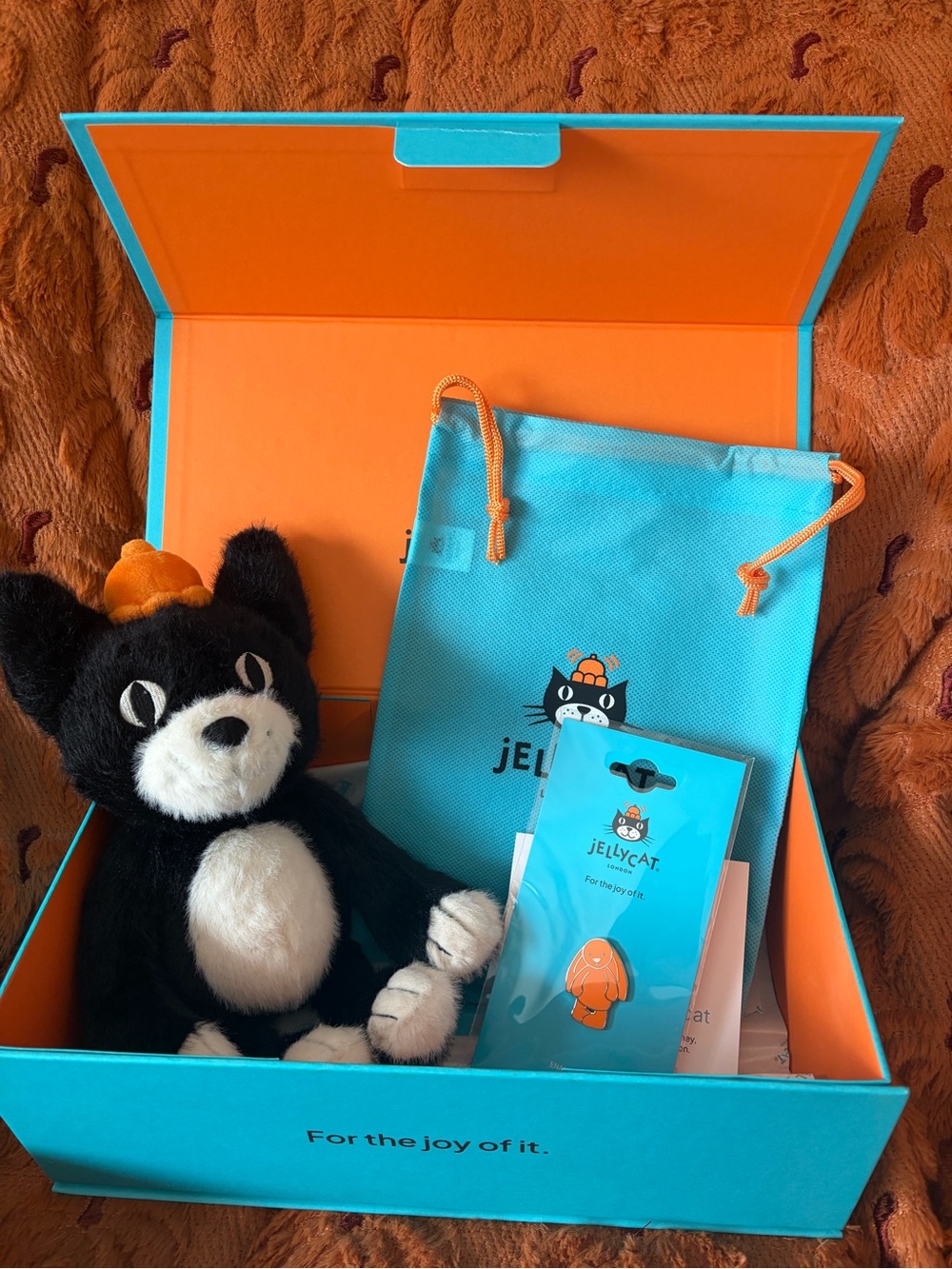Jellycat Jack Junior Plush with Bunny Pin, dust bag, and Gift box Bundle